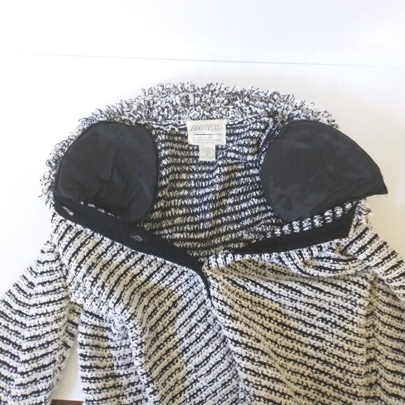 SIDEFFECTS VTG 80's Shaggy Striped Loop Knit Cardigan Sweater Retro S Cozy - Picture 6 of 12